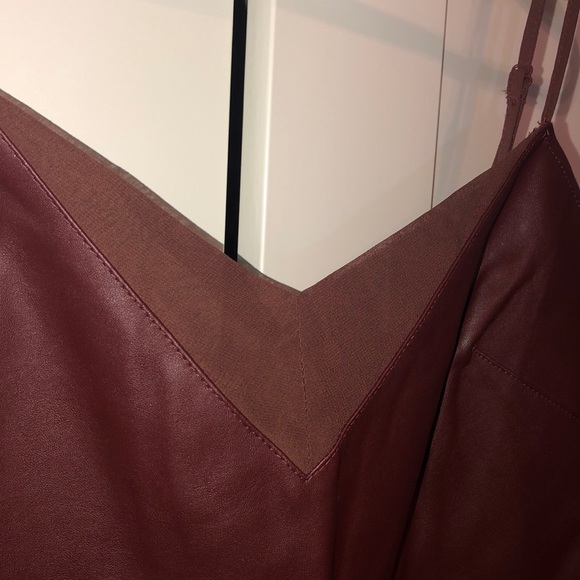NWOT Maroon Faux Leather Peplum Tank Top - Picture 5 of 6